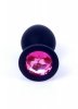 Korek analny z diamentem silikon Jewellery Black Medium- Pink Diamond